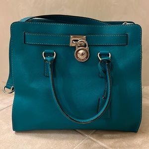 Michael Kors Hamilton Teal Leather Handbag